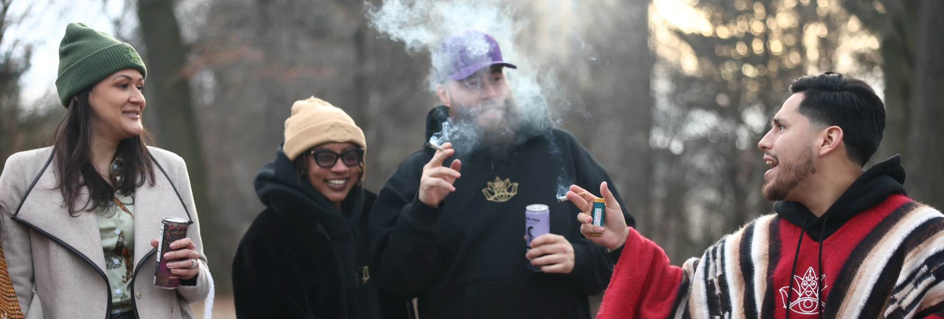 Group of friends enjoying cannabis together